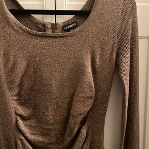 EXPRESS SHIMMER TAN/GOLD SWEATER DRESS